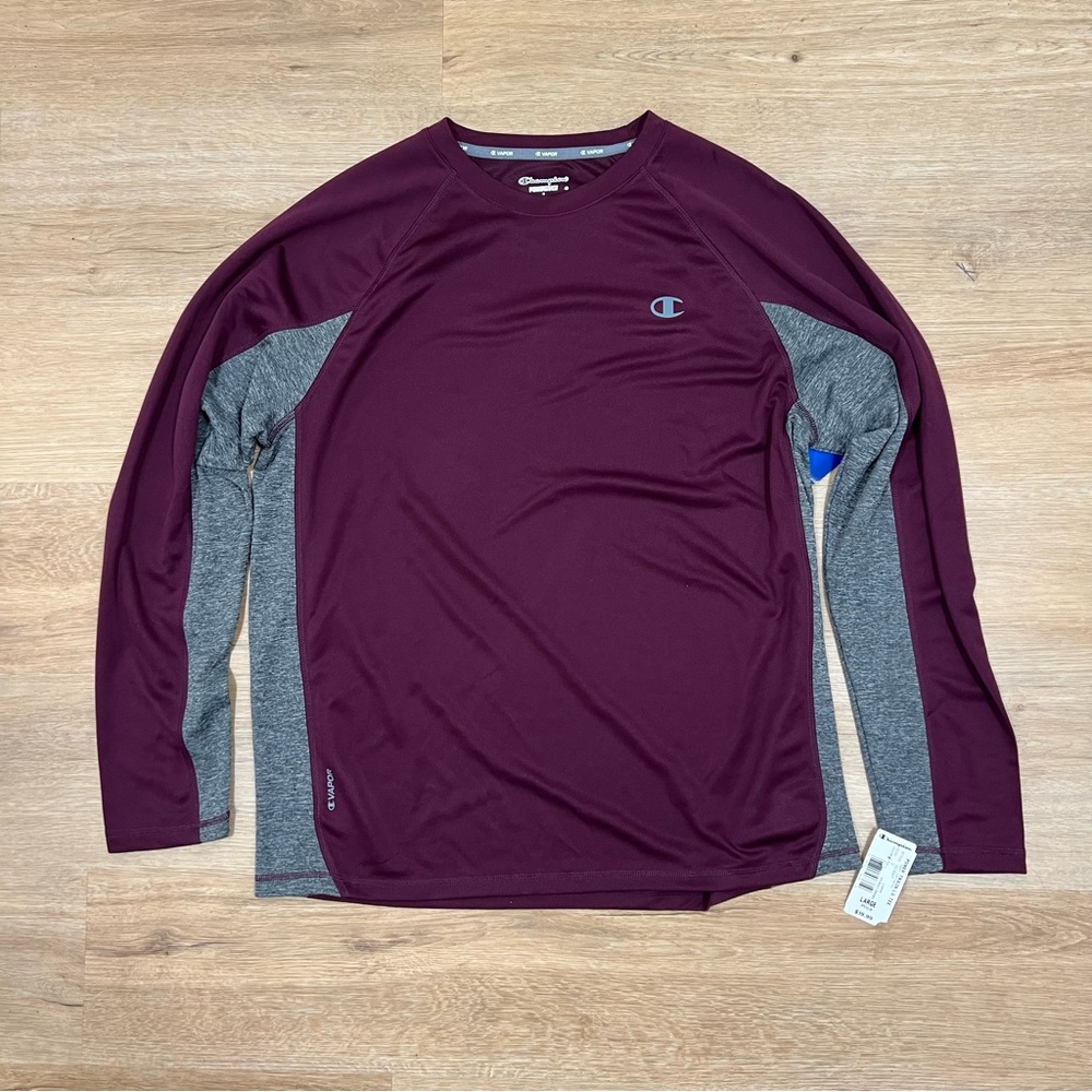 Champion Red and Gray Long Sleeve Performance Tee